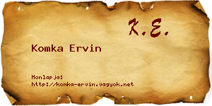 Komka Ervin névjegykártya